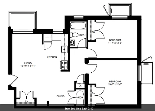 Floor plan Fort Dupont - Two Bedroom