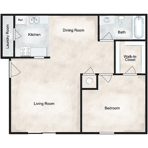 Floor plan 1 Bedroom 1 Bath