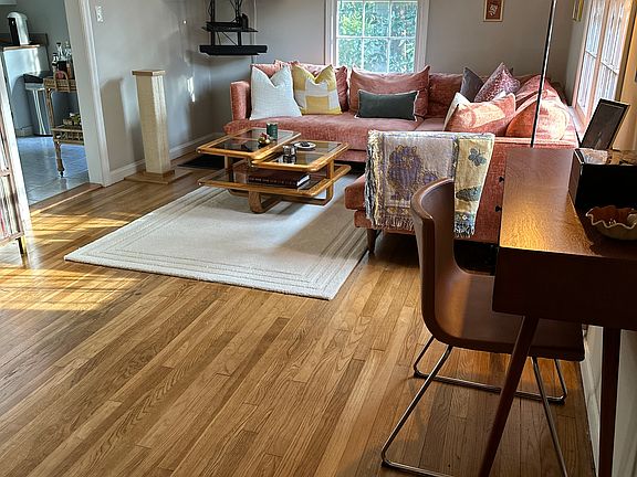 Living space connects to the kitchen