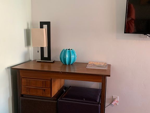 Desk in living room.