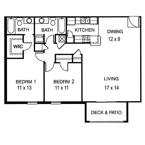 Floor plan 2 Bedroom, 2 Bathroom Extended