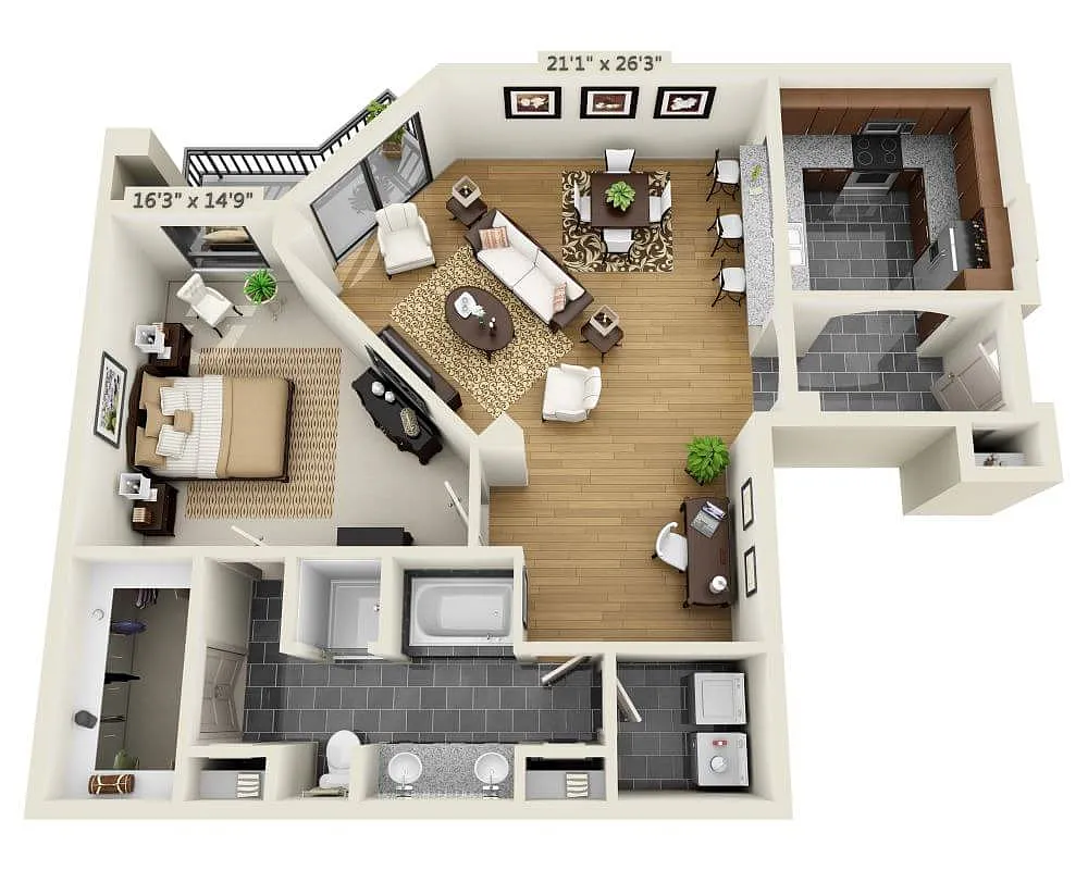 Floor plan Plan D (A1D)