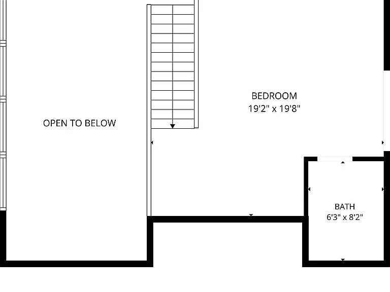Loft bedroom with half bath