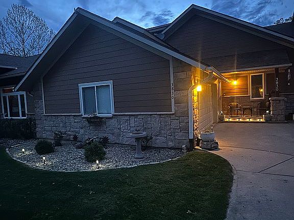 Evening view of villa