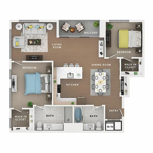 Floor plan 2BR/2BA - Bakersfield