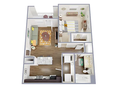 Floor plan 1 Bed, 1 Bath B (80% Income Restricted)