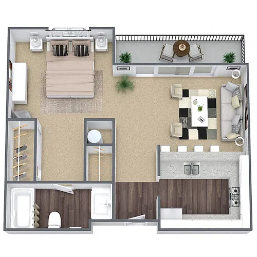 Floor plan S1: 0 Bed 1 Bath