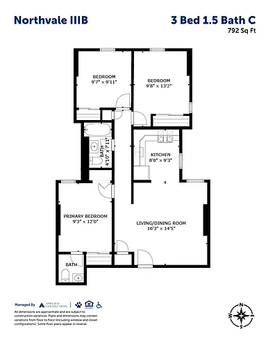 Floor plan 3 Bed 1.5 Bath C