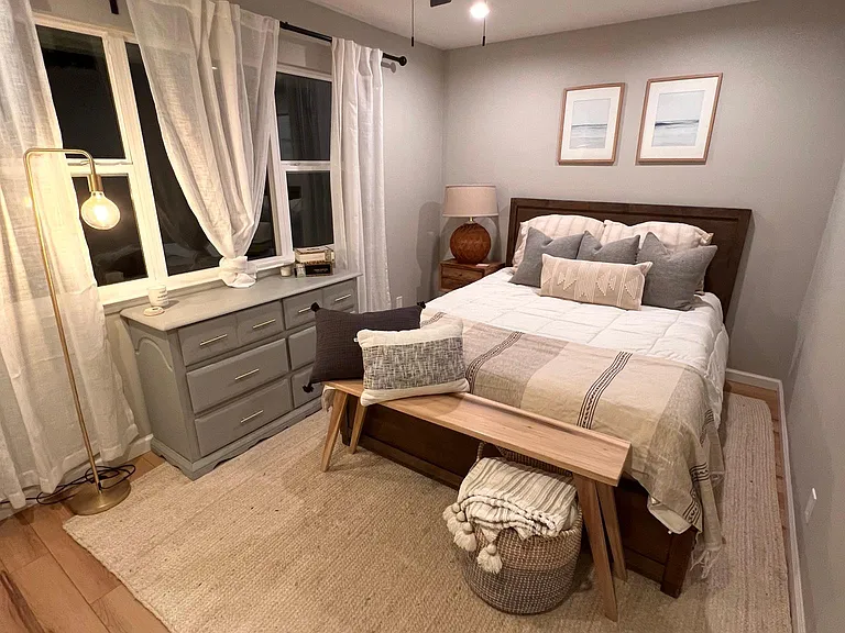 Second bedroom styled with furniture