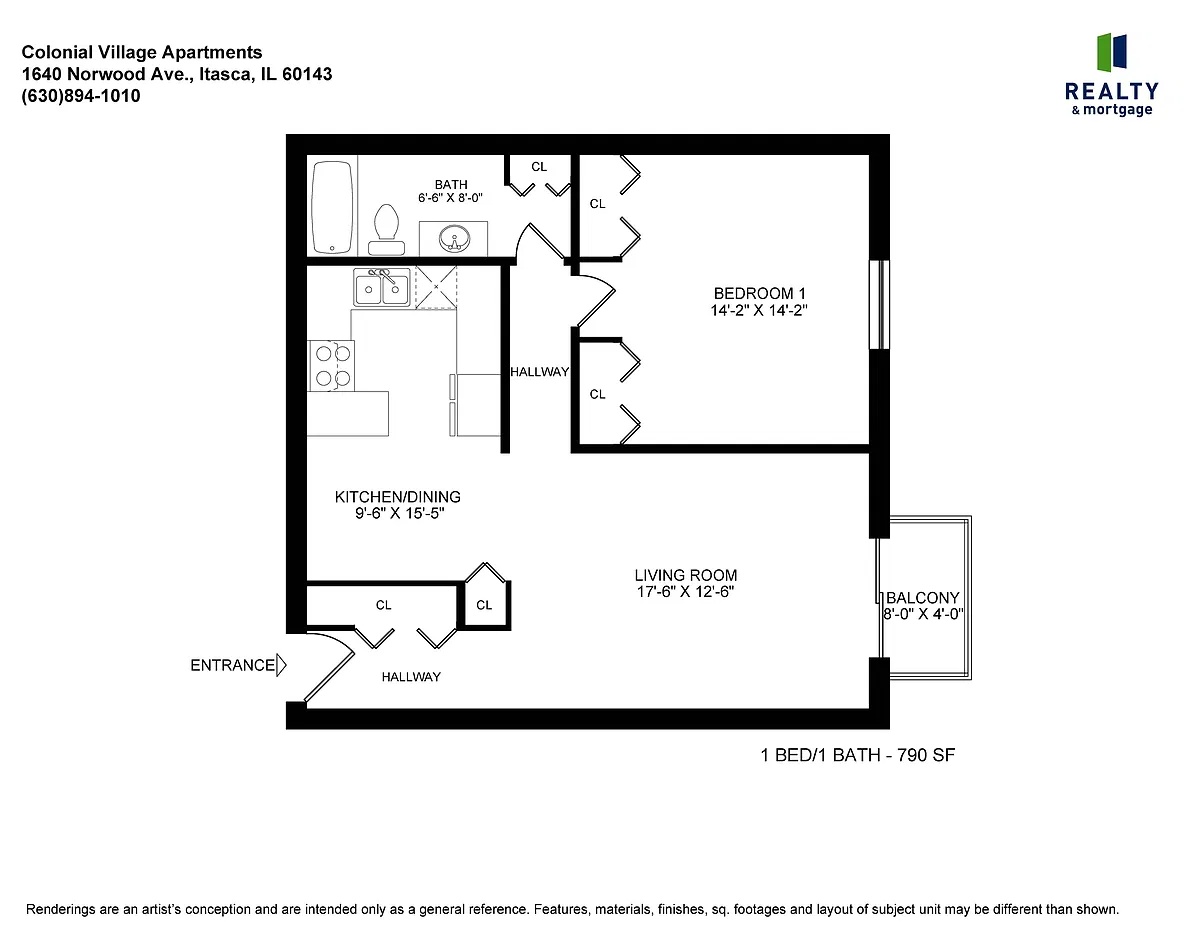 Floor plan One Bed