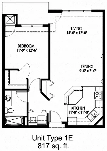 Floor plan One Bedroom - E