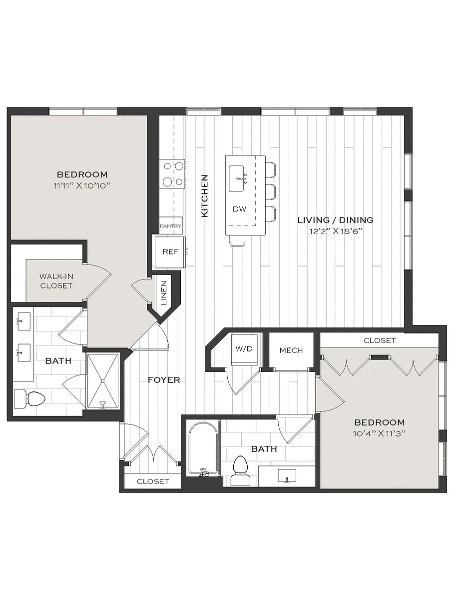 Floor plan 2 Bed/2 Bath-B7