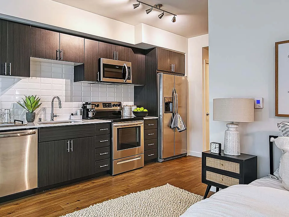 Griffis Shoreline kitchen with wood style floor.