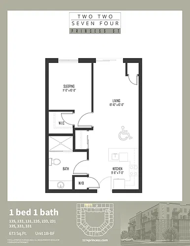 Floor plan 1 Bedroom 1 Bed 1 Bath