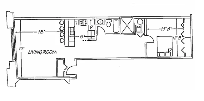 Floor plan 1 Bedroom FP B3