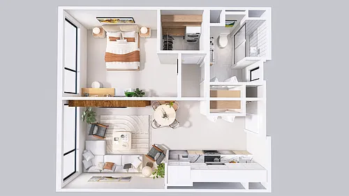 Floor plan West 7th | 1 Bedroom 1 Bathroom A