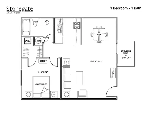 Floor plan 1 Bed 1 Bath