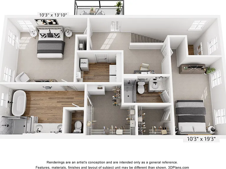 2-Bedroom Upstairs Floorplan