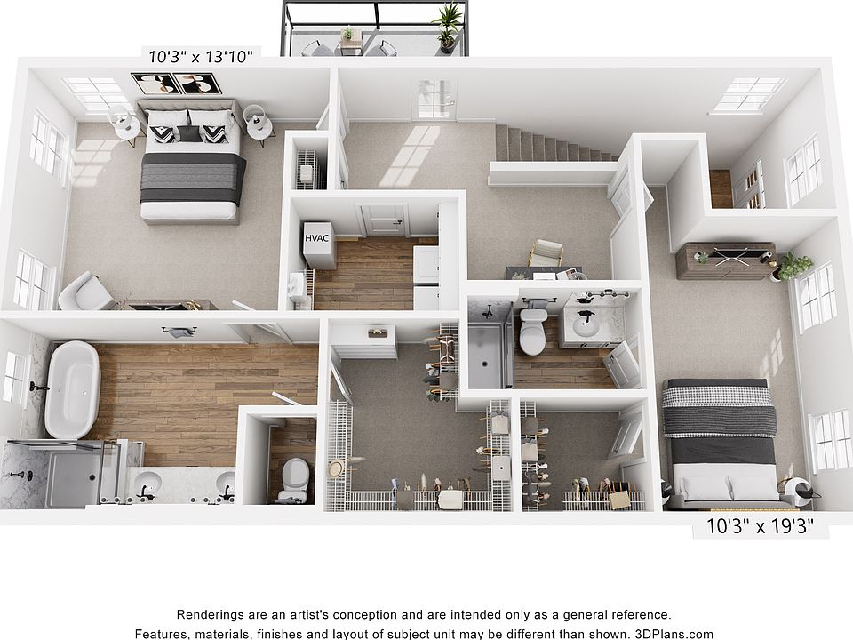 2-Bedroom Upstairs Floorplan