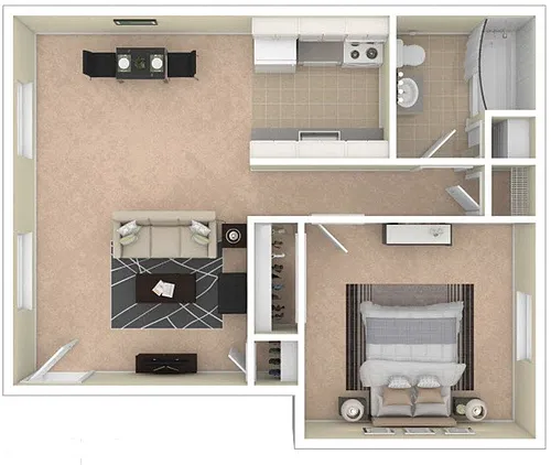 Floor plan 1 Bedroom/1 Bathroom