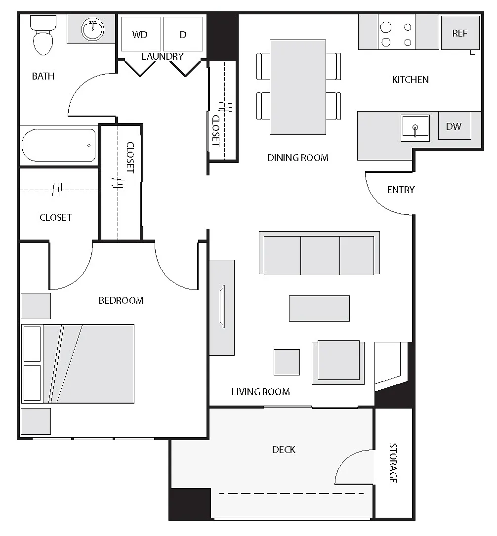 Floor plan 1 Bed/1 Bath-A