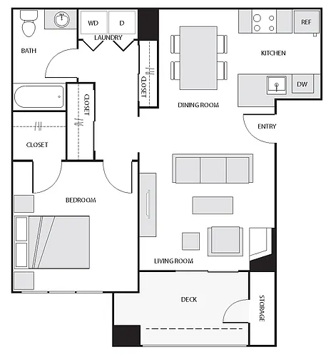 Floor plan 1 Bed/1 Bath-A