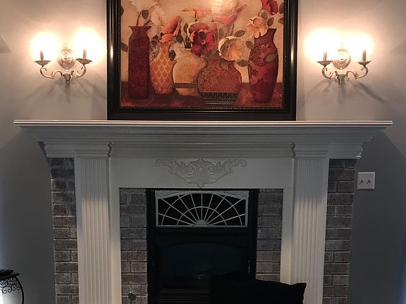 Down stairs living fireplace