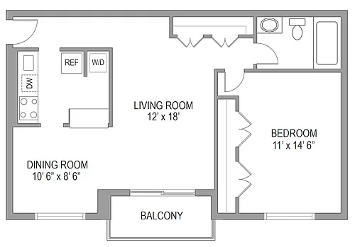 Floor plan 1BR/1BA