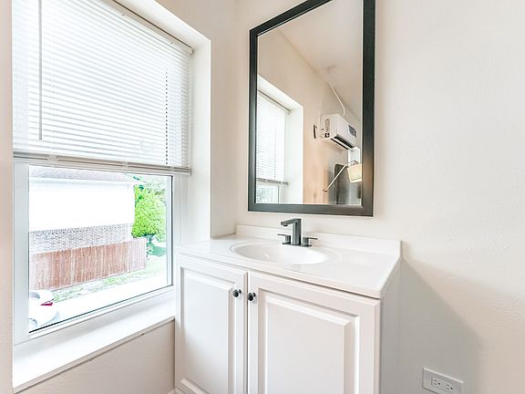 Private vanity with mirror