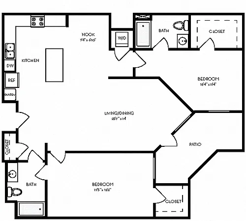 Floor plan 2E 1365 Sq Ft