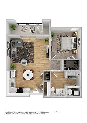 Floor plan 1 Bed | 1 Bath - Lofts A