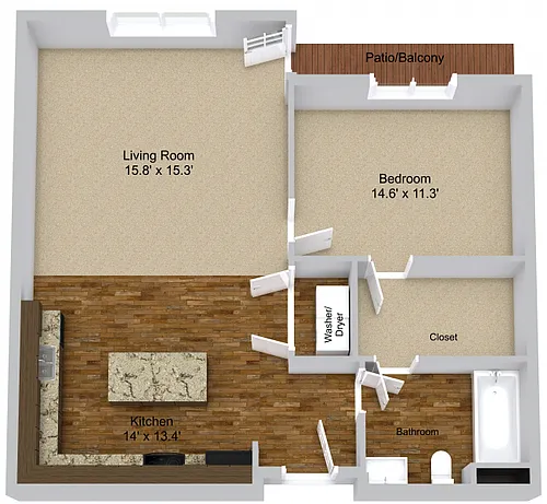 Floor plan One Bedroom Island