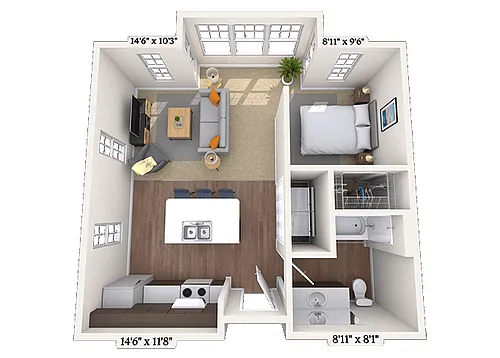 Floor plan Studio 0x1 559 SF
