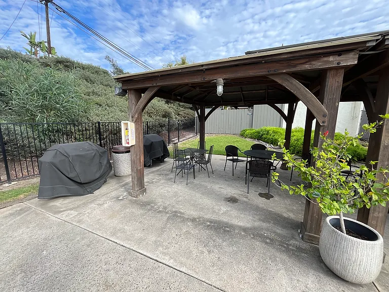 Large pool area with plenty of furniture and shade. Bathrooms and BBQs at pool area for use.