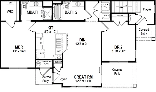 Floor plan 2 Bed 2 Bath Split Bdrm Lower