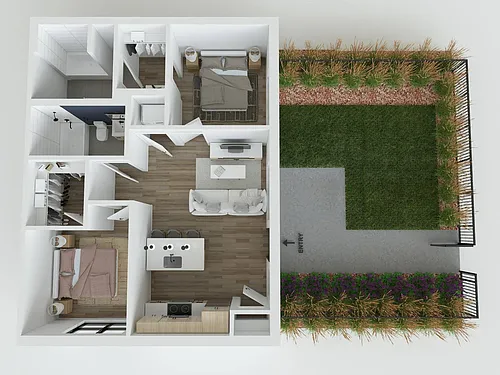 Floor plan 2BR/2BA - Elisabeth