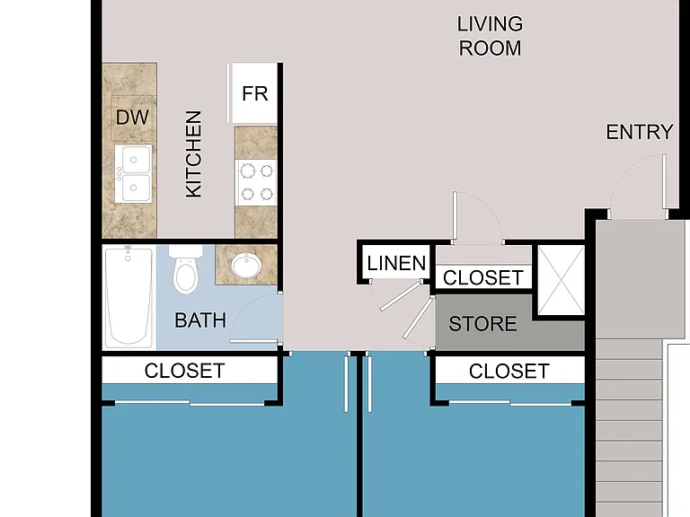 2 Bed 1 Bath 2 Bed 1 Bath