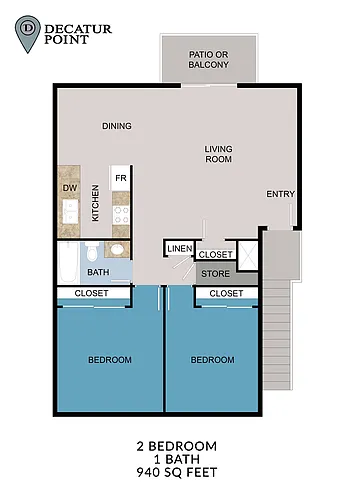 Floor plan 2 Bedroom 1 Bath