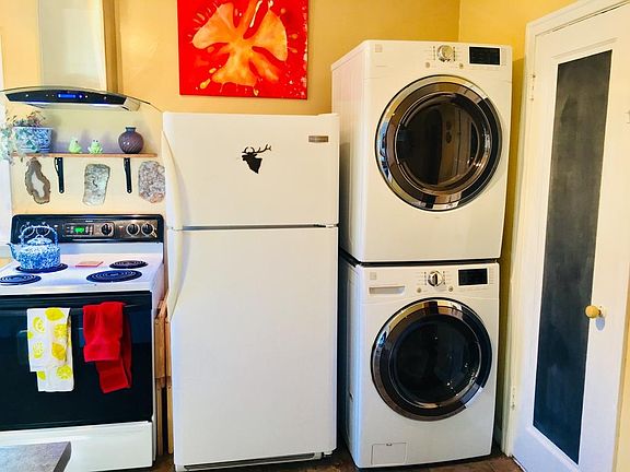 GE front loader washer and dryer! Chalk board paint on a few surfaces in the home, for being organized and creative!