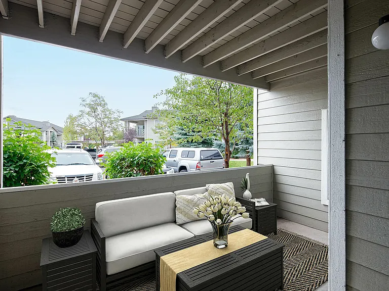 Relax on this stylish patio, perfectly blending tranquility and modern living.