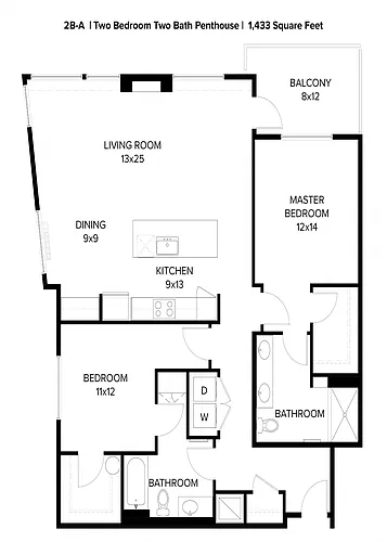 Floor plan 2 Bedroom Penthouse A