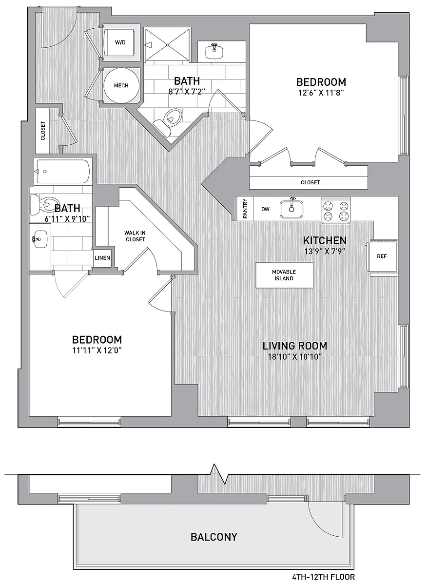 Floor plan 2 Bed2 Bath 2BR D