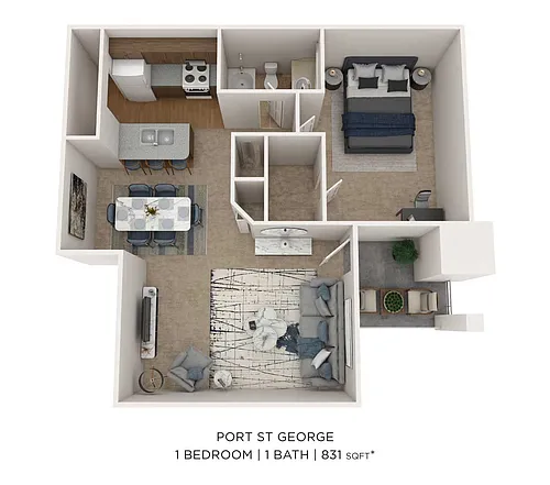 Floor plan One Bedroom-831 sqft