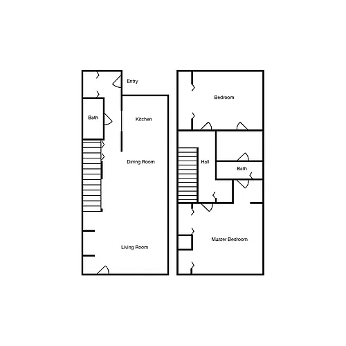 Floor plan 2 Bedroom 2 Bathroom Townhome