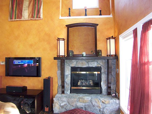 Stone fireplace