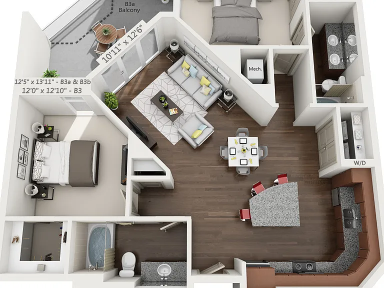 RiverVue - B3 - 2 Beds - 2 Baths - 1192 Sq. ft.