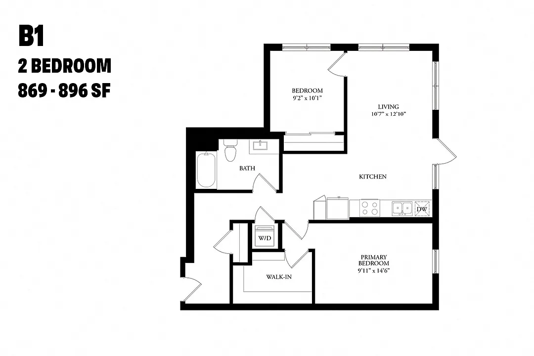Floor plan Two Bedroom B1