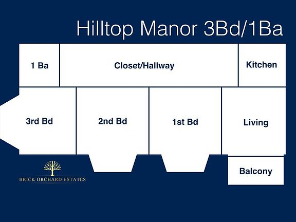 3bd/1ba Floor Plan Hilltop Manor on 4th