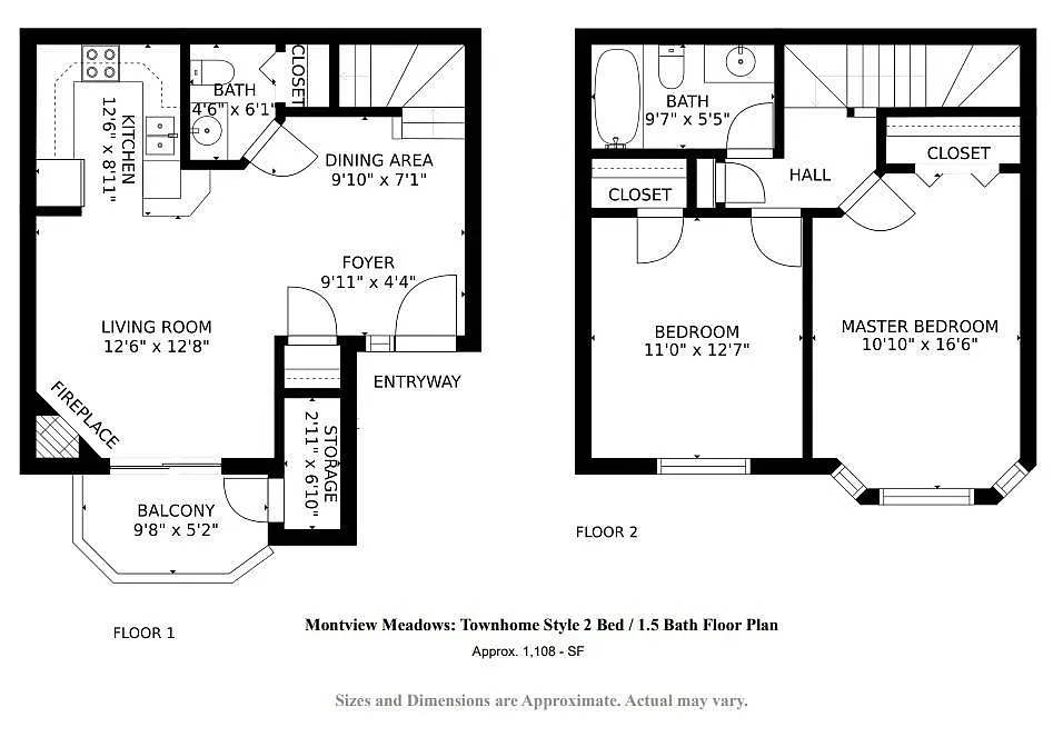 Floor plan Two Bedroom Townhome
