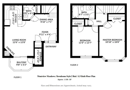 Floor plan Two Bedroom Townhome
